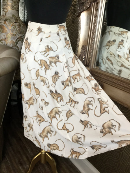 H&M cream monkey print skirt