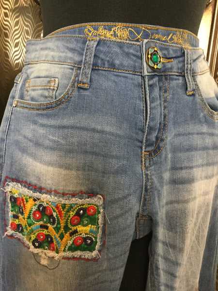 Desigual jeans embroidered studded pants