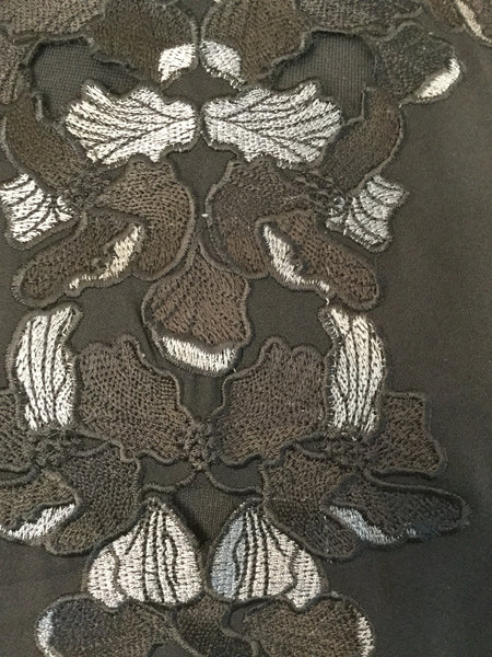 Starling Reine black embroidered leaf top