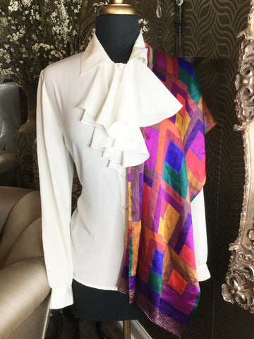 geometric silk colorful scarf