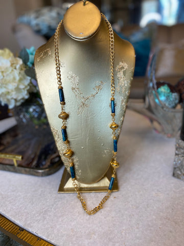 Vintage Chain marble gold necklace