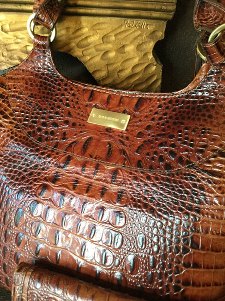 Brown croc wallet and handbag