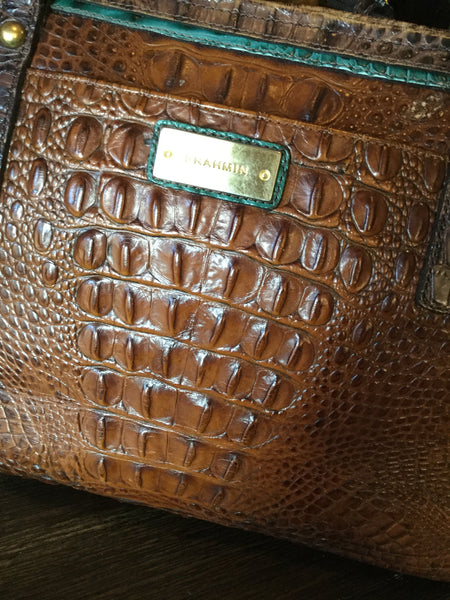multi brown croc handbag