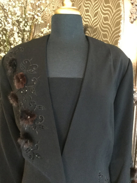 Vintage black beaded embroidered jacket
