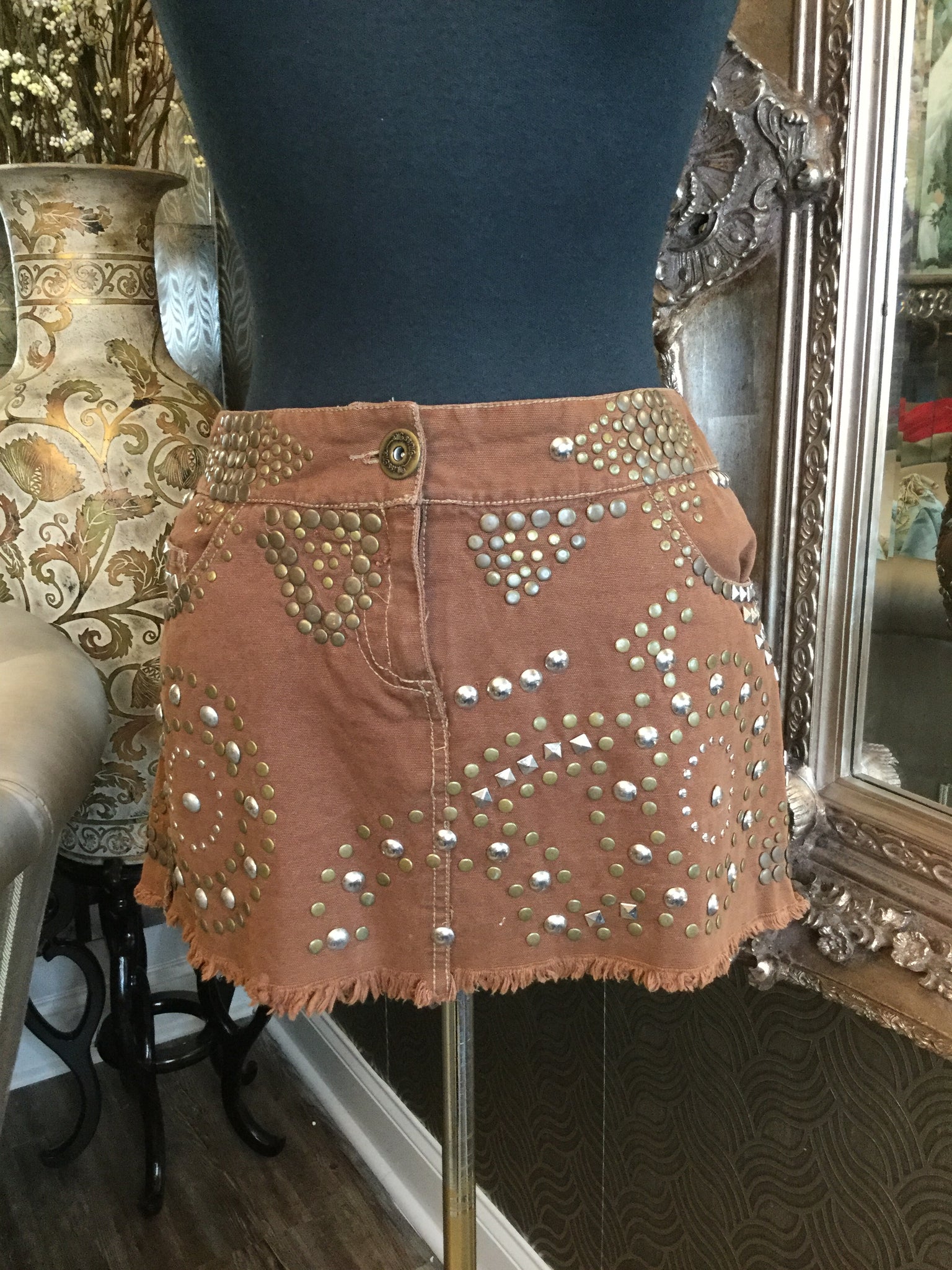 Brown studded skirt