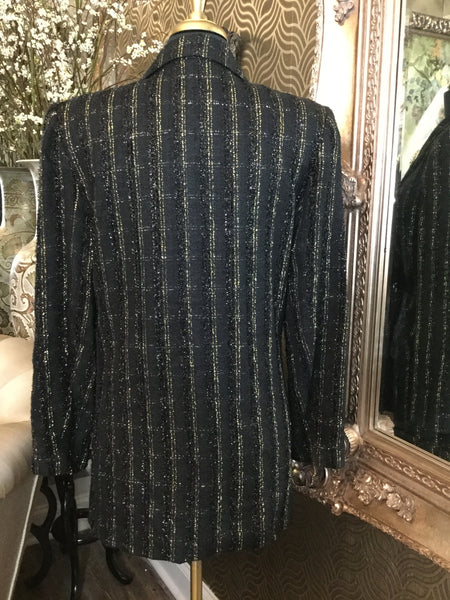 Vintage black gold metallic strip jacket