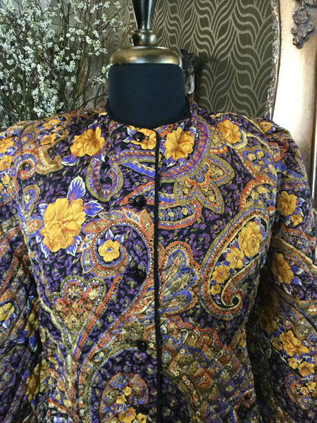 Vintage gold purple multi floral print jacket