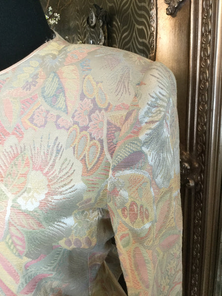 Vintage cream multi floral jacket skirt
