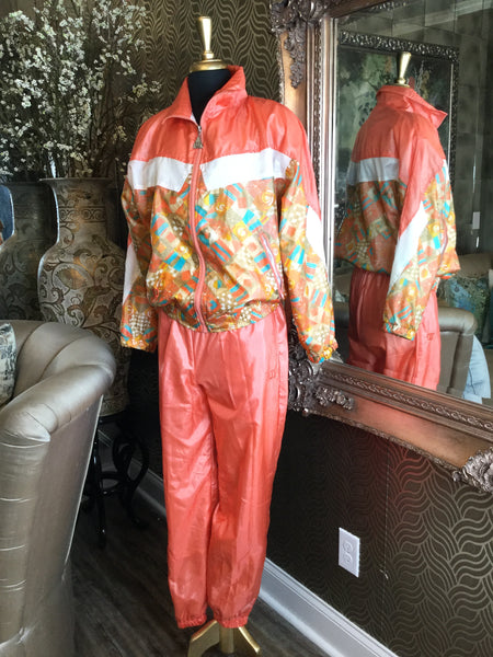 Vintage peach multi print jacket pants