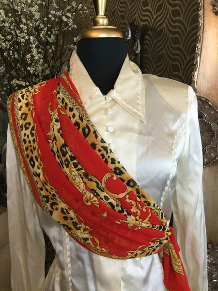 Red gold leopard chain Scarf