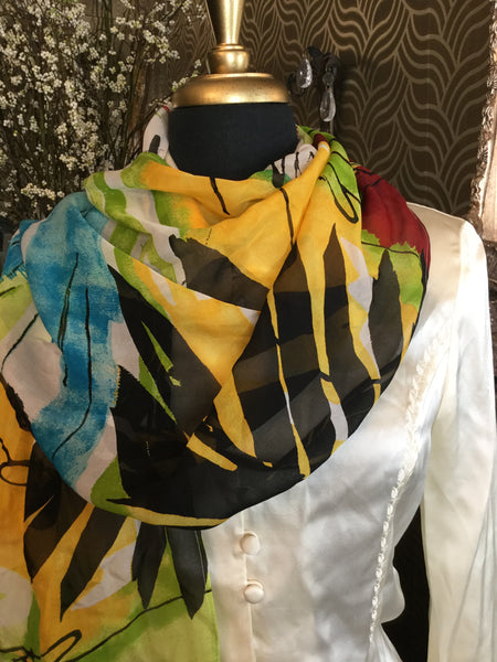 Silk abstract colorful print Scarf