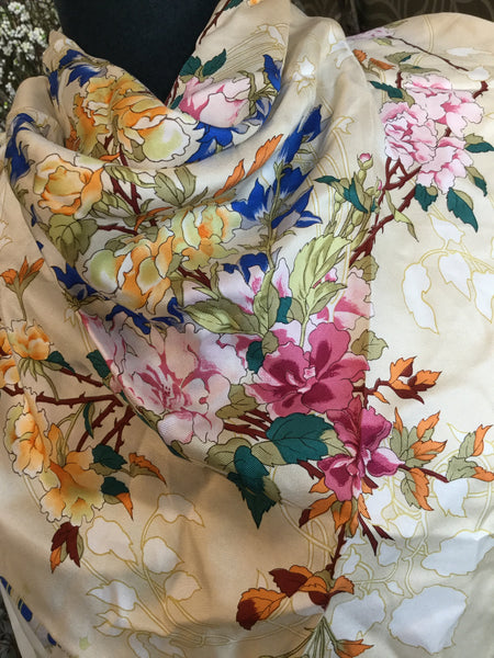 Silk cream floral print Scarf