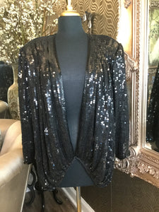 Vintage black sequin silk jacket