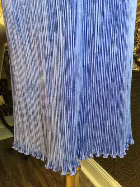 Vintage sky blue pleated sequin waist dress