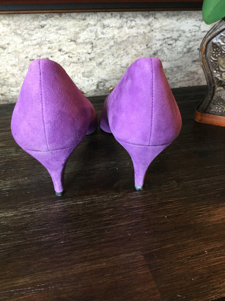 Vintage suede purple heels Sz 7 1/2