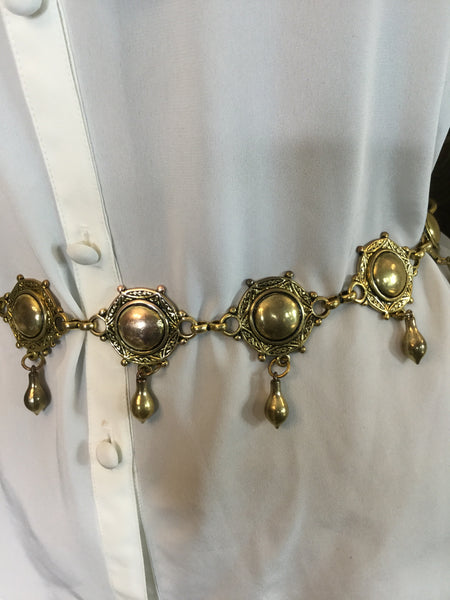 Vintage Gold tone metal medallion chain belt