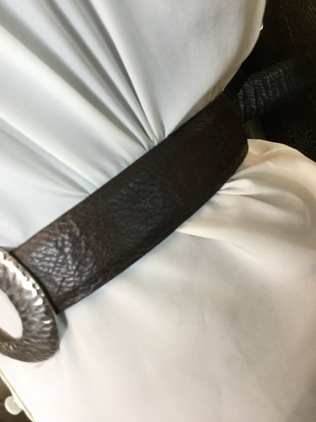 Vintage leahter double buckle metal belt