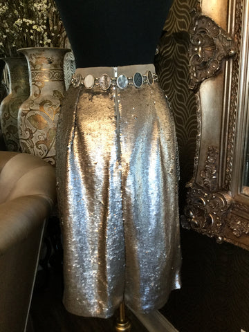 Taupe sequin pencil skirt