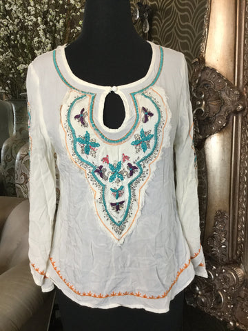 Liberty Love white embroidered floral top