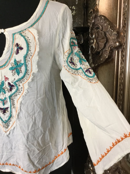 Liberty Love white embroidered floral top