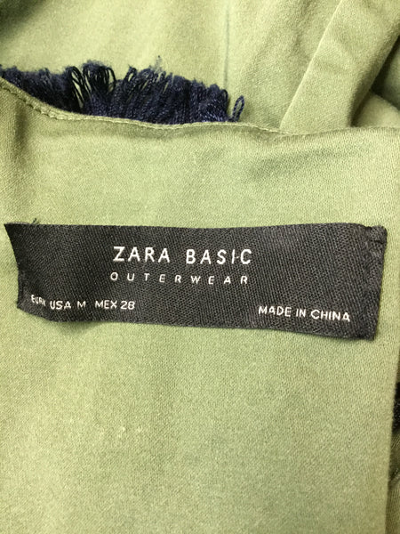 Zara Basic army green southwestern fringe jacket