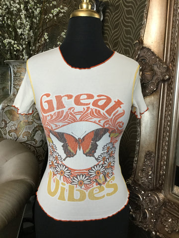 SO off white "great vibes" t-shirt top