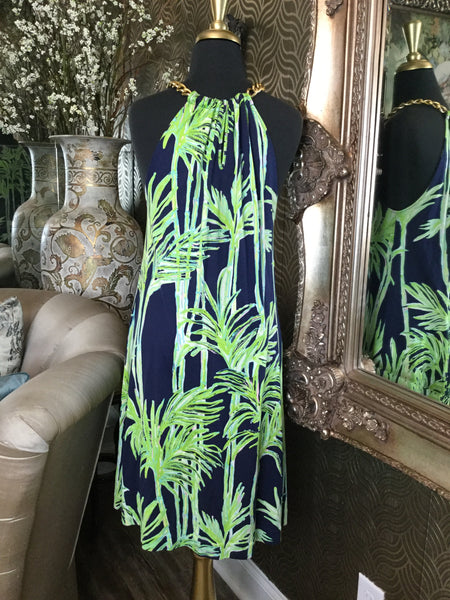 Lilly Pulitzer green blue leaf print dress