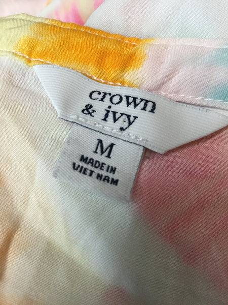 Crown & Ivy white multi tie dye print dress