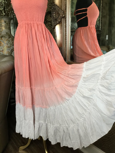 Tiare Hawaii pink ombre ruffle dress