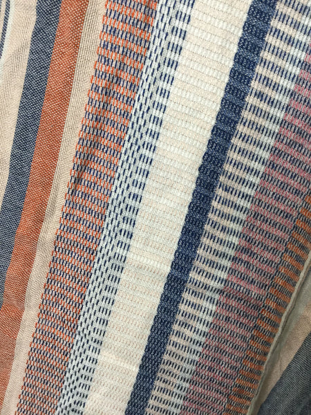True Craft white multi blue stripe duster