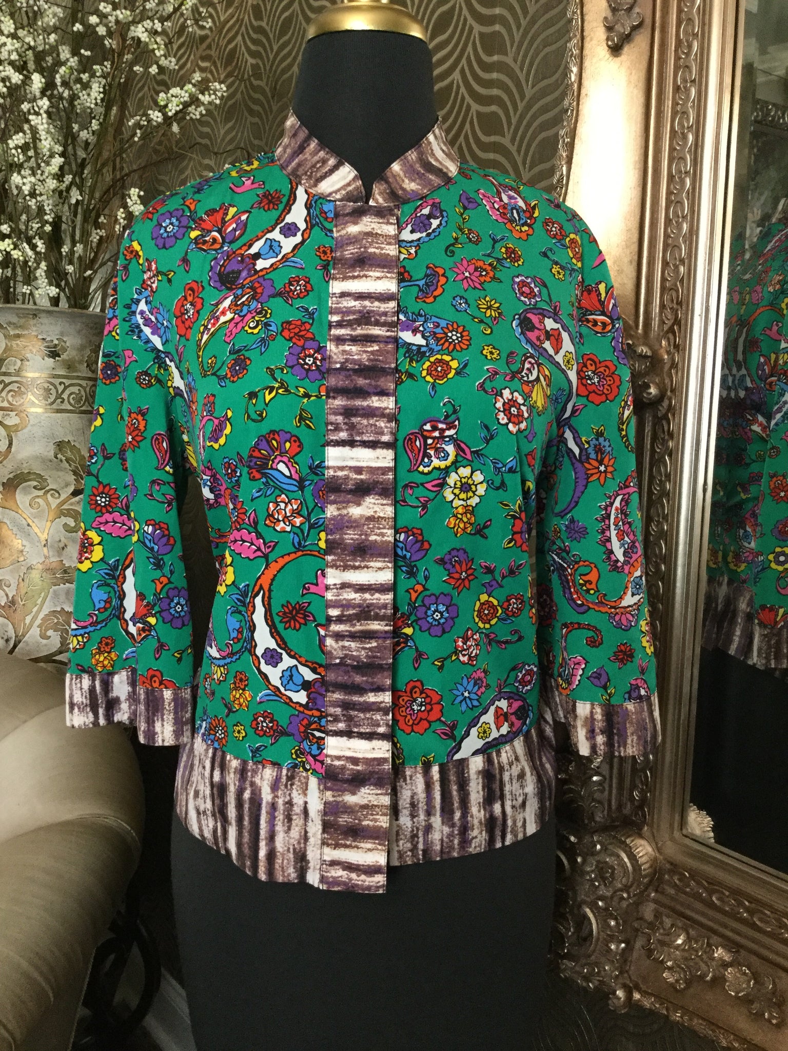 Duro Olowu green floral pasley print top