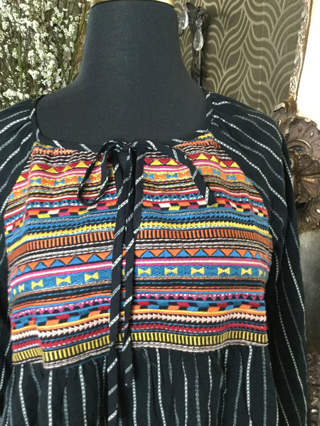Savanna Jane black stripe embroidered top