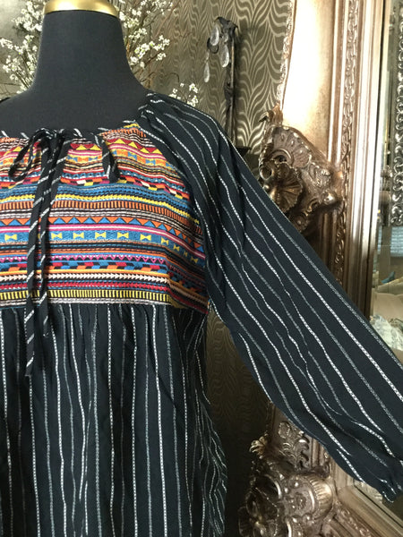Savanna Jane black stripe embroidered top
