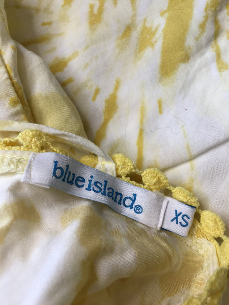 Blue Island white yellow tie die dress
