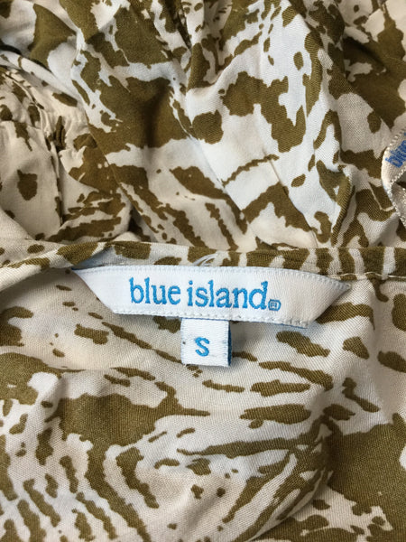 Blue Island white taupe animal print dress