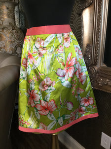 Maria Zai lime green pink floral skirt