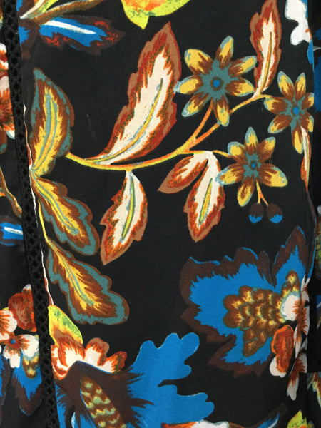 INC black multi floral bell sleeve top