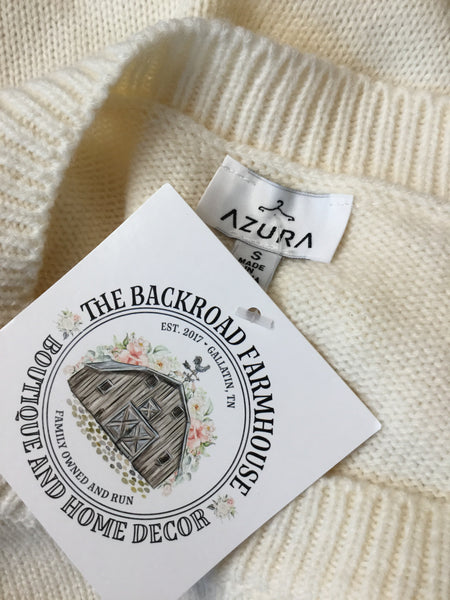 Azura cream crochet sleeve top