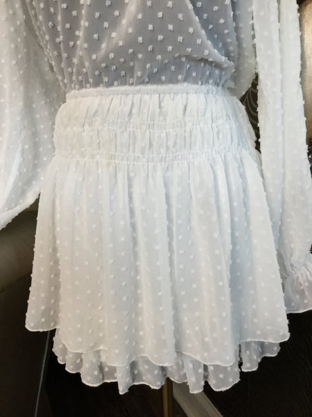 Asos white embossed ruffle dress