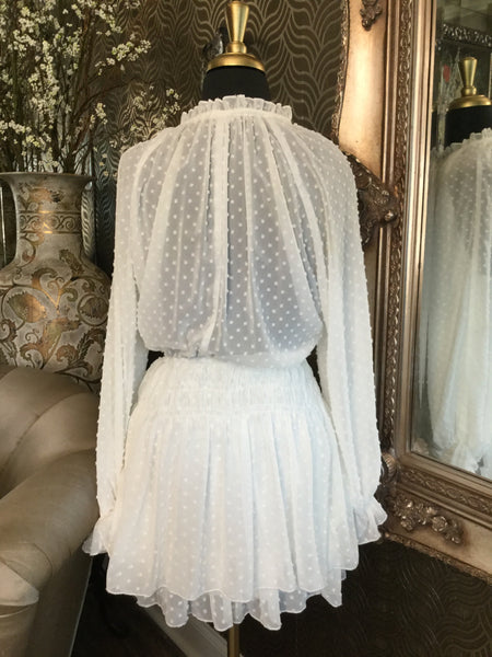 Asos white embossed ruffle dress