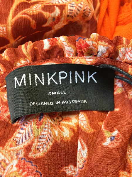 Minkpink brown floral wide sleeve top