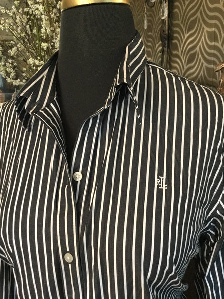 Ralph Lauren black white stripe top