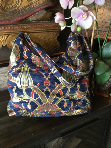 Embroidery multi print handbag