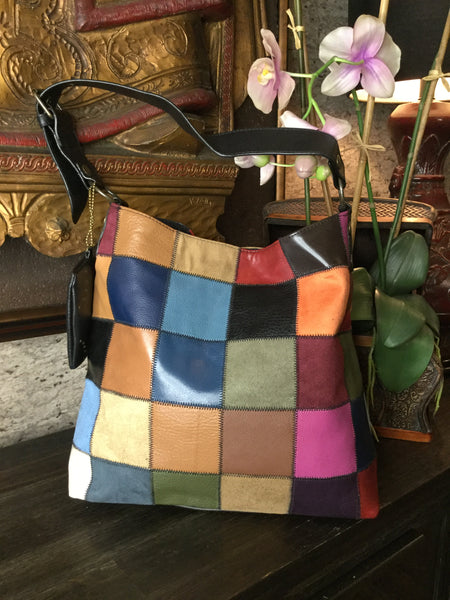 Apt 9 color block v leather handbag