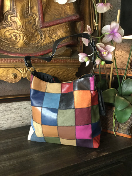 Apt 9 color block v leather handbag