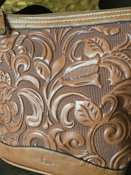 BOC embossed v leather handbag