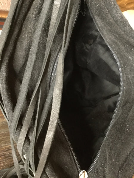 woven suede trim shoulder tote handbag
