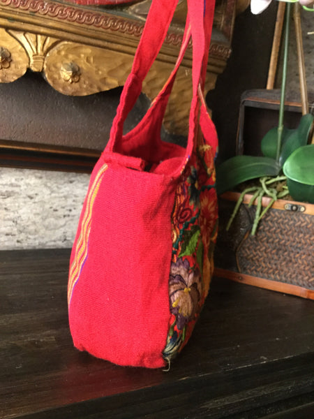 Mexican embroidered red handbag
