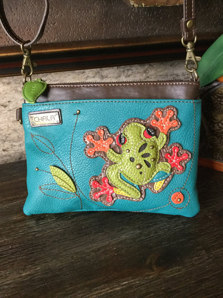 Chala mini frog print leather handbag