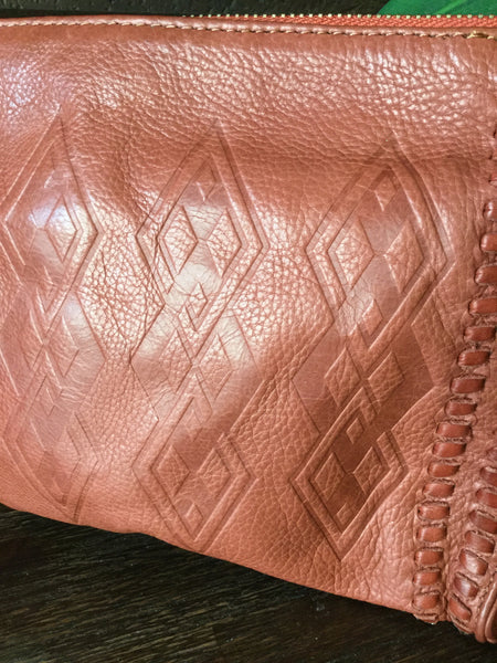 day & mood embossed leather handbag